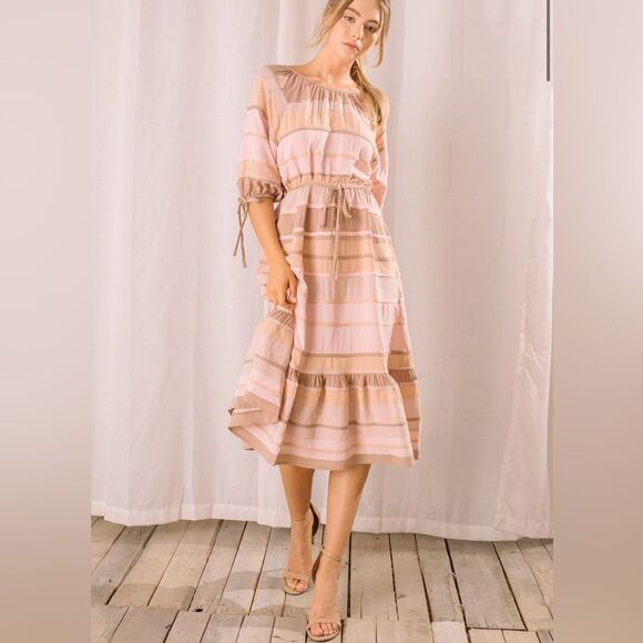 Storia Dresses & Skirts - Storia Neapolitan Stripe Midi Dress M